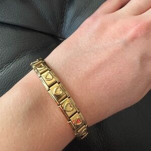 Gold Tone Heart Link Italian Charms Bracelet